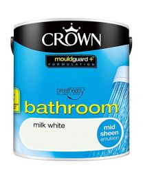Crown Bathroom Bath Room Mid sheen Emulsion Paint 8 Colours Choices, 2.5L