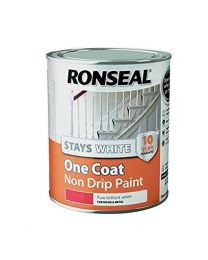 Ronseal RSLOCSWSP25L One Coat Stays Satin Paint, White, 2.5 Litre