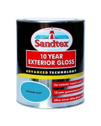 Sandtex 10 Year Exterior Gloss Paint 750ml Advanced Wood Painting Flexbible Finish Resistant Outdoor Paint for Wood and Metals Waterproof Finish - Bahama Blue