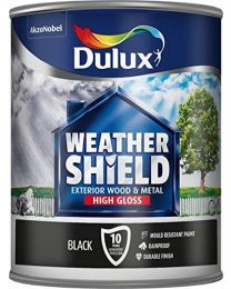 Dulux Weather Shield Exterior High Gloss Paint, 750 ml - Black