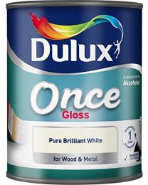Dulux Once Gloss Paint, 750 ml - Pure Brilliant White