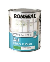 Ronseal RSLSW21GP750 Stay 2-in-1 Gloss Paint, White, 750 ml