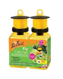 The Buzz Fly Catcher (Super Effective, Refillable Insect Attractant for Outdoor Use, Covers up to 10 m Radius) - Twin Pack