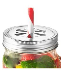 Kilner Drinking Jar Flower Lids - Pack of 6 | Kilner Jar Lids, Straw Hole Lids for Drinking Jars