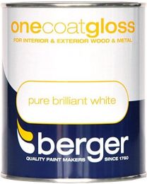 Berger Brilliant White One Coat Gloss Paint 750ML- Brand New