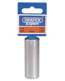 Draper Expert 17mm 3/8 Inch Square Drive Hi-Torq® 12 Point Deep Socket