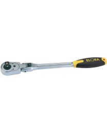 305mm 1/2 Inch Square Drive Elora Quick Release Soft Grip Reversible Ratchet with Flexible Head