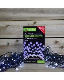 200 LED 20m Premier Indoor / Outdoor LED Christmas Lights with Timer Cool White