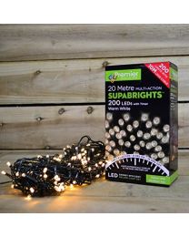 200 LED (20m) Premier Supabright LED Christmas Lights with Timer - Warm White