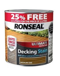 Ronseal RSLUDSMO2LAV Ultimate Decking Stain, Medium Oak, 2.5 Litre