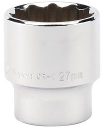Draper Expert 27mm 1/2 Inch Square Drive Hi-Torq® 12 Point Socket
