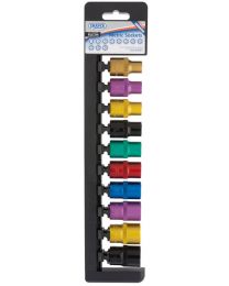 Draper 1/2 Inch Sq. Dr. Metric Sockets with a Coloured Chrome Finish (10 Piece)