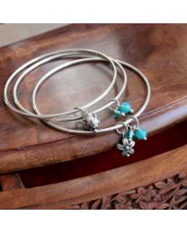 Bangle 3 Hoops Silver Colour With Charms