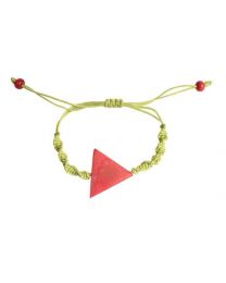 Bracelet Pink Tagua Triangle On Yellow/green Cord