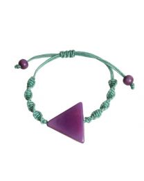Bracelet Purple Tagua Triangle On Blue/green Cord