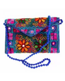 Bright Clutch Bag Zari Embroidery, Purple Handle 28x18cm