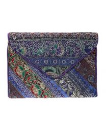 Clutch Bag Purple With Strap, Recycled Sari