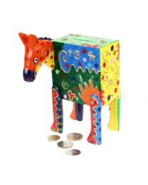 Colourful Wooden Money Box Horse 19cm