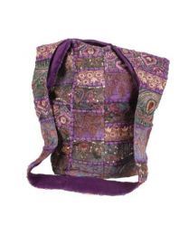 Cross Body Bag Recycled Sari Purple
