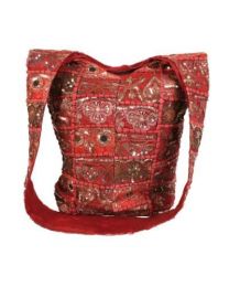 Cross Body Bag Recycled Sari Red