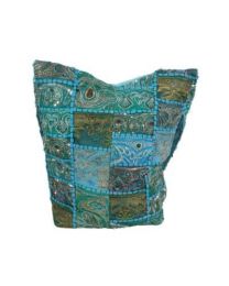 Cross Body Bag Recycled Sari Turquoise