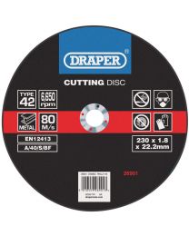 Draper Depressed Centre Metal Cutting Discs (230 x 1.8 x 22.2mm)