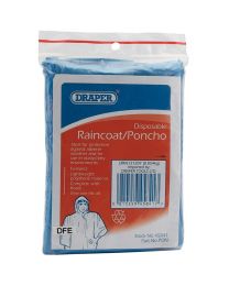 Draper Disposable Polythene Raincoat/Poncho with Hood
