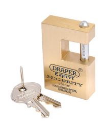 Draper Expert 56mm Quality Close Shackle Solid Brass Padlock and 2 Keys with Hardened Steel Shackle