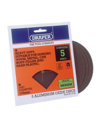 Draper Five 125mm Medium Grade Aluminium Oxide Sanding Discs