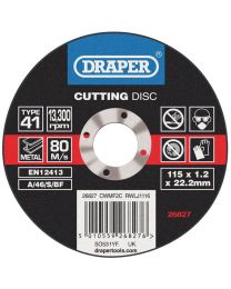Draper Flat Metal Cutting Discs (115 x 1.2 x 22.2mm)