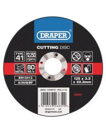 Draper Flat Metal Cutting Discs (115 x 3.2 x 22.2mm)