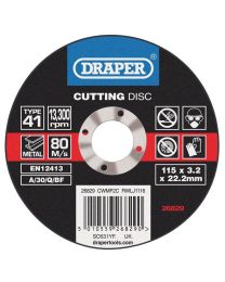 Draper Flat Metal Cutting Discs (115 x 3 x 22.2mm)
