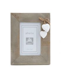 Frame Wood Hanging White Hearts **