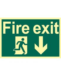 Draper Glow In The Dark 'Fire Exit Arrow Down' Safety Sign