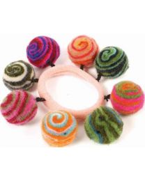 Hair Bobble With Mulicoloured Balls Striped
