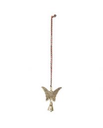 Hanging Chime With Bell Recycled Brass - Butterfly