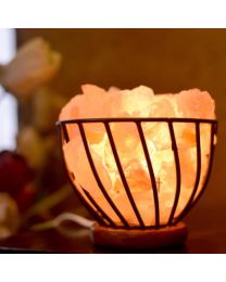 Himalayan Salt Lamp Metal Bowl With Chips 15cm **