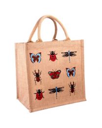 Jute Shopping Bag, Square, Insects