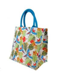Jute Shopping Bag, Square, Tropical Forest