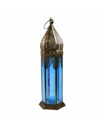 Lantern Blue Glass Height 41cm