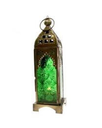 Lantern Green Glass Height 22cm
