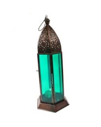 Lantern Green Glass Height 30cm