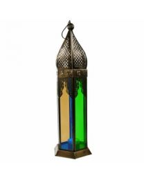Lantern Multicoloured Glass Height 41cm