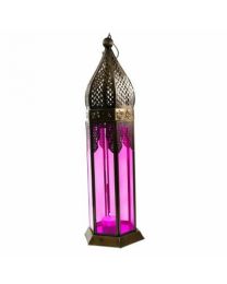 Lantern Pink Glass Height 41cm