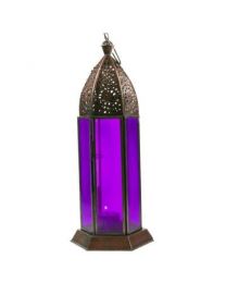 Lantern Purple Glass Height 30cm