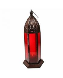 Lantern Red Glass Height 30cm