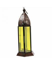 Lantern Yellow Glass Height 30cm