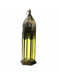 Lantern Yellow Glass Height 41cm