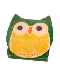 Leather Coin Purse Owl Green And Yellow
