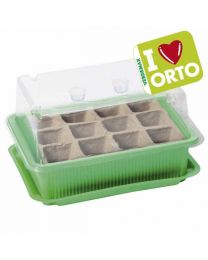 Mini-greenhouse With Biodegradable Seedbed By Verdemax - I LOVE ORTO - Cm 20x14xh11 - 12 Cells